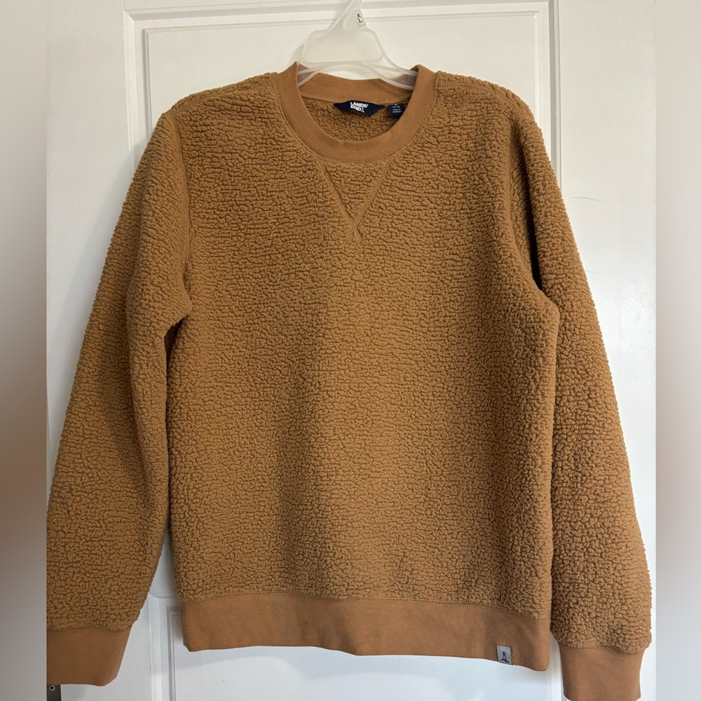 Lands' End Tan Sherpa Crewneck Sweater